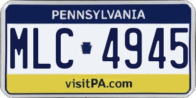 PA license plate MLC4945
