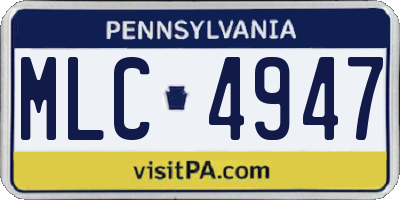 PA license plate MLC4947
