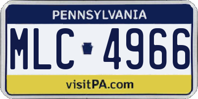 PA license plate MLC4966