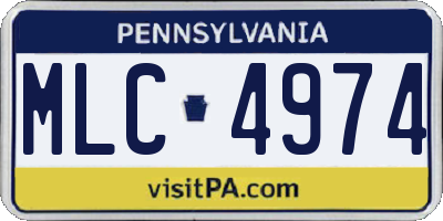 PA license plate MLC4974