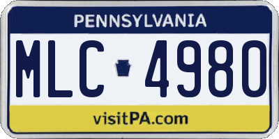 PA license plate MLC4980
