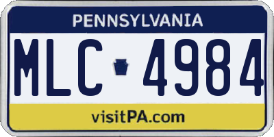 PA license plate MLC4984