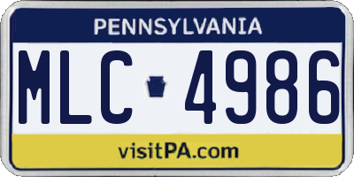 PA license plate MLC4986