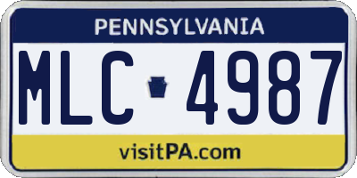 PA license plate MLC4987