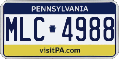 PA license plate MLC4988