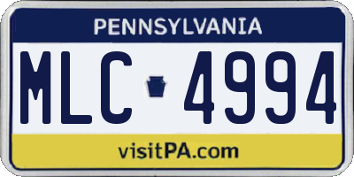 PA license plate MLC4994