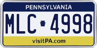PA license plate MLC4998