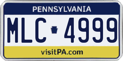 PA license plate MLC4999
