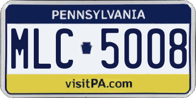 PA license plate MLC5008