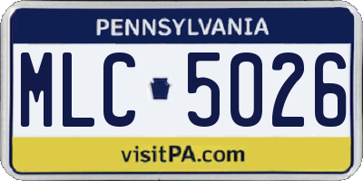 PA license plate MLC5026