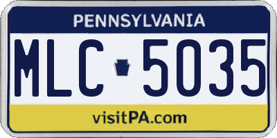 PA license plate MLC5035