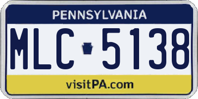 PA license plate MLC5138