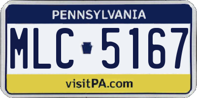 PA license plate MLC5167