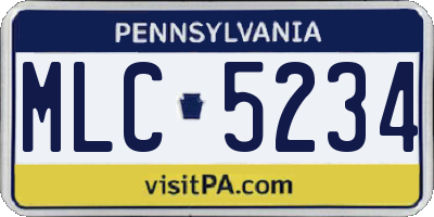 PA license plate MLC5234