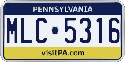 PA license plate MLC5316