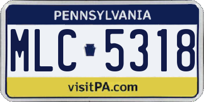 PA license plate MLC5318