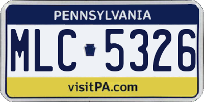 PA license plate MLC5326