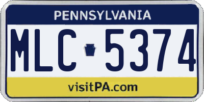 PA license plate MLC5374