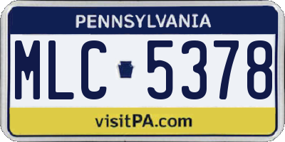 PA license plate MLC5378