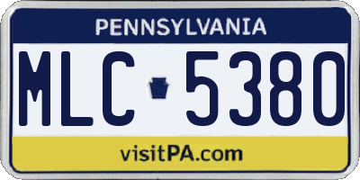 PA license plate MLC5380