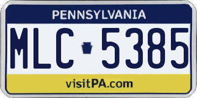 PA license plate MLC5385