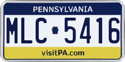 PA license plate MLC5416