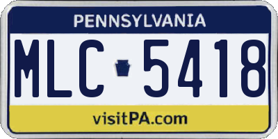PA license plate MLC5418