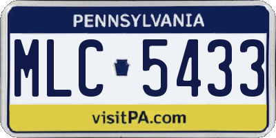 PA license plate MLC5433