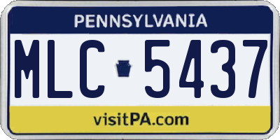 PA license plate MLC5437
