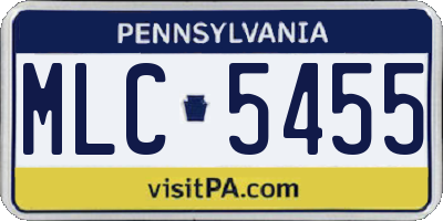 PA license plate MLC5455