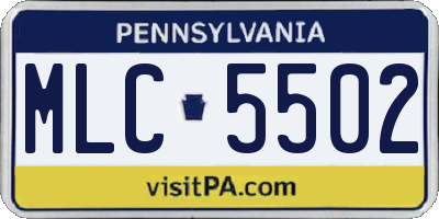 PA license plate MLC5502