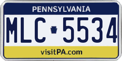 PA license plate MLC5534
