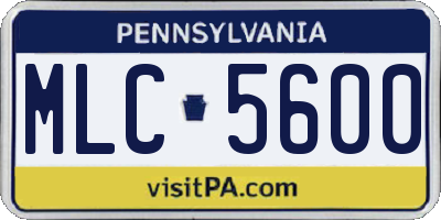PA license plate MLC5600