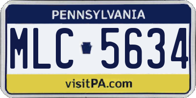 PA license plate MLC5634
