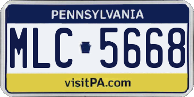 PA license plate MLC5668