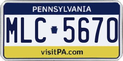 PA license plate MLC5670