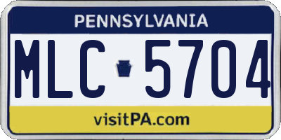 PA license plate MLC5704
