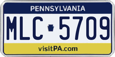 PA license plate MLC5709