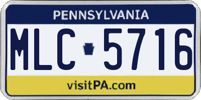 PA license plate MLC5716