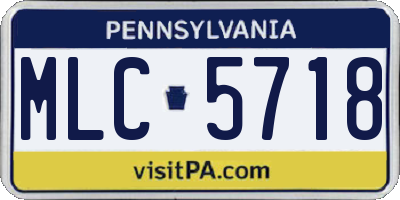 PA license plate MLC5718