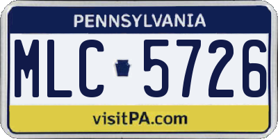 PA license plate MLC5726
