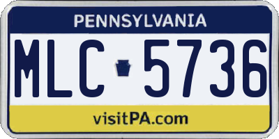 PA license plate MLC5736