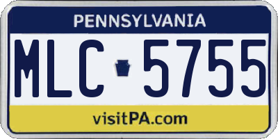 PA license plate MLC5755