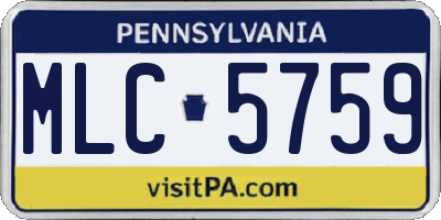 PA license plate MLC5759