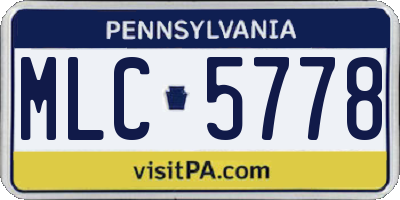 PA license plate MLC5778