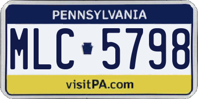 PA license plate MLC5798