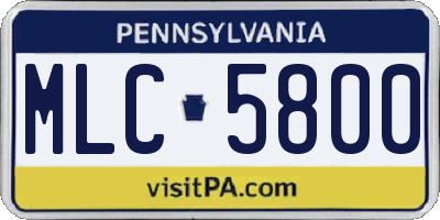 PA license plate MLC5800
