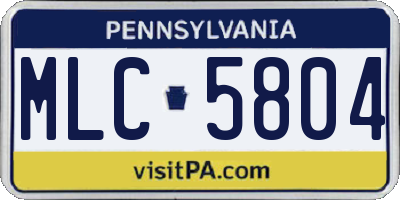 PA license plate MLC5804