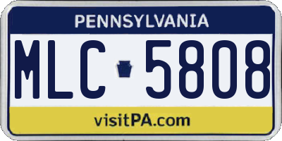 PA license plate MLC5808