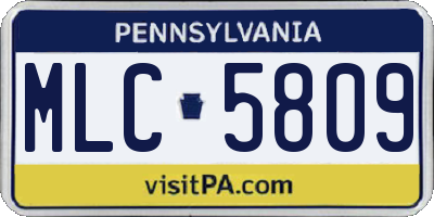 PA license plate MLC5809